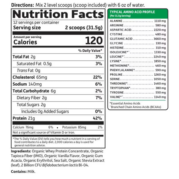 Organic Whey Protein Vanilla