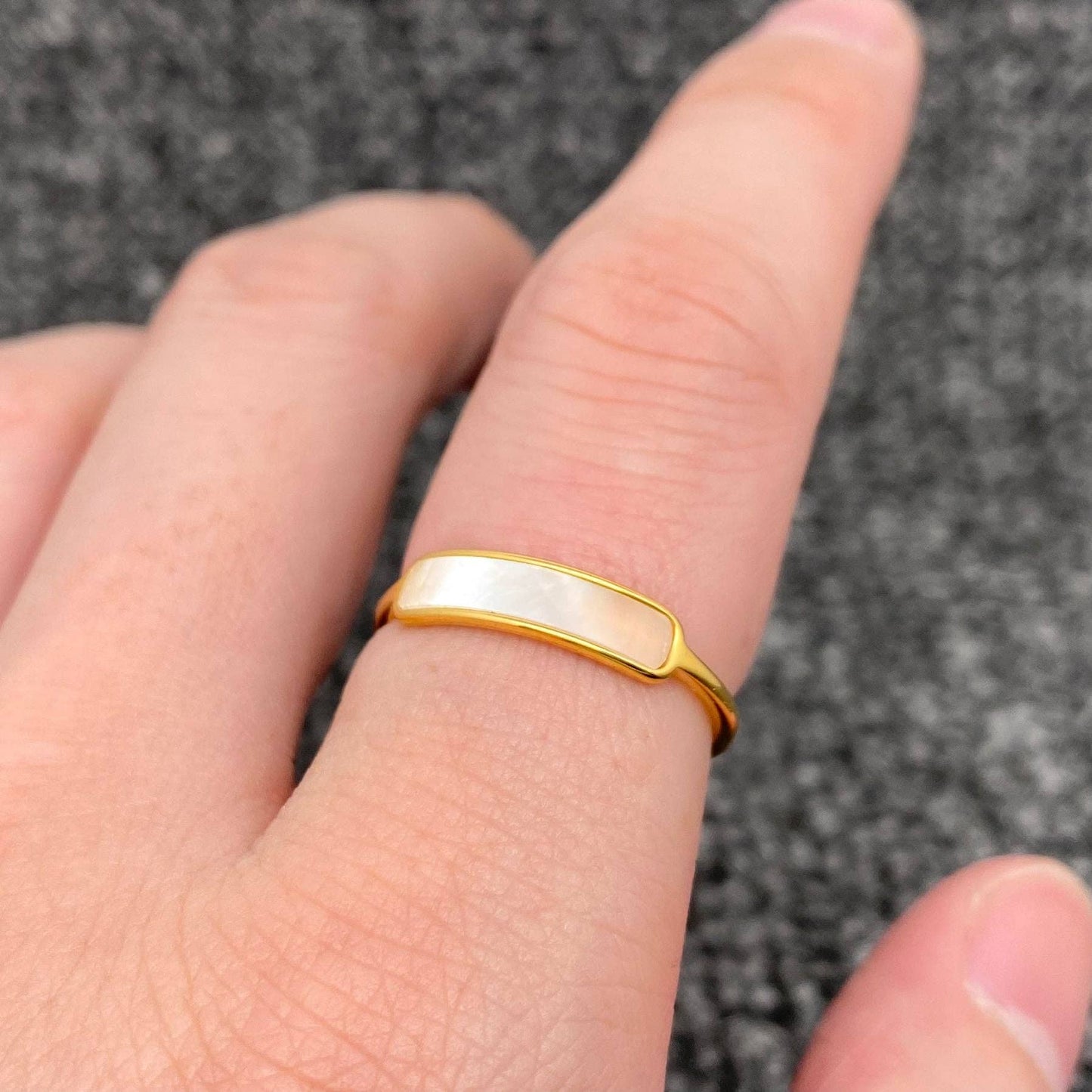 Curved Shell 18K Gold Plated Stainless Steel Fine Ring - FGS: 8