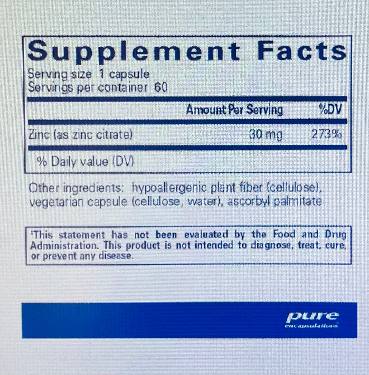 Zinc Citrate 60 caps