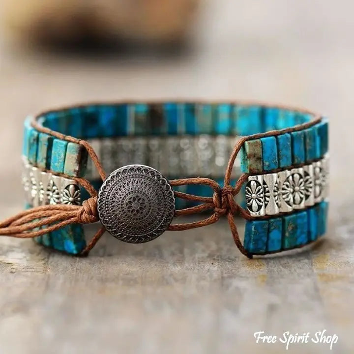 Tibetan Blue Jasper Wrap Bracelet