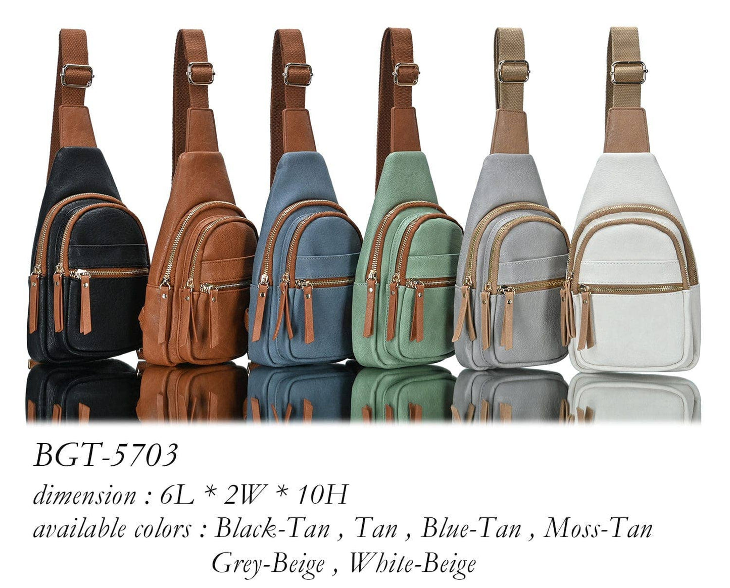 BGT5703 Tasha Multi Zip Compartment Sling Bag: Blue