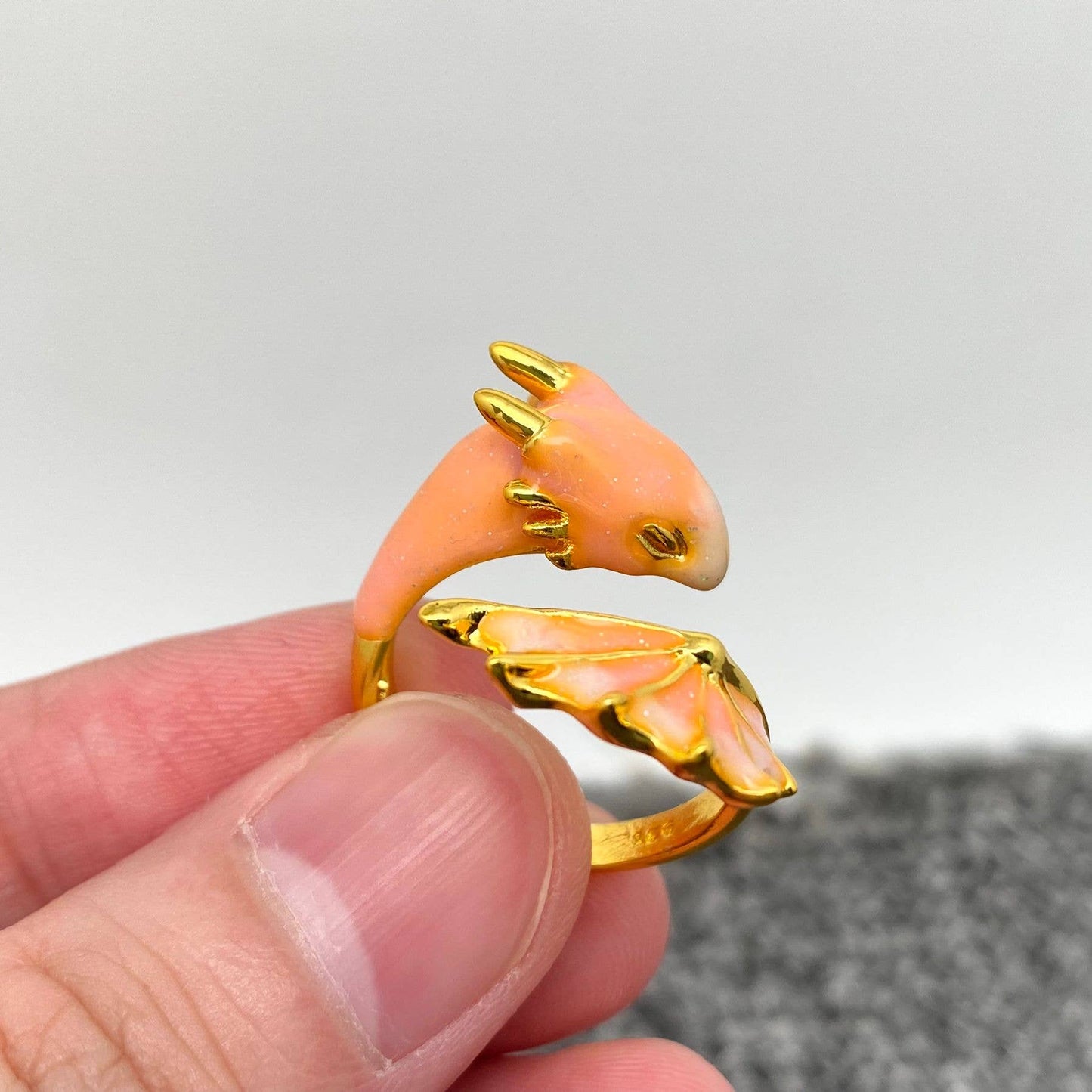 Blue And Pink Star Dragon Adjustable Ring: Starry Blue Dragon / Adjustable opening