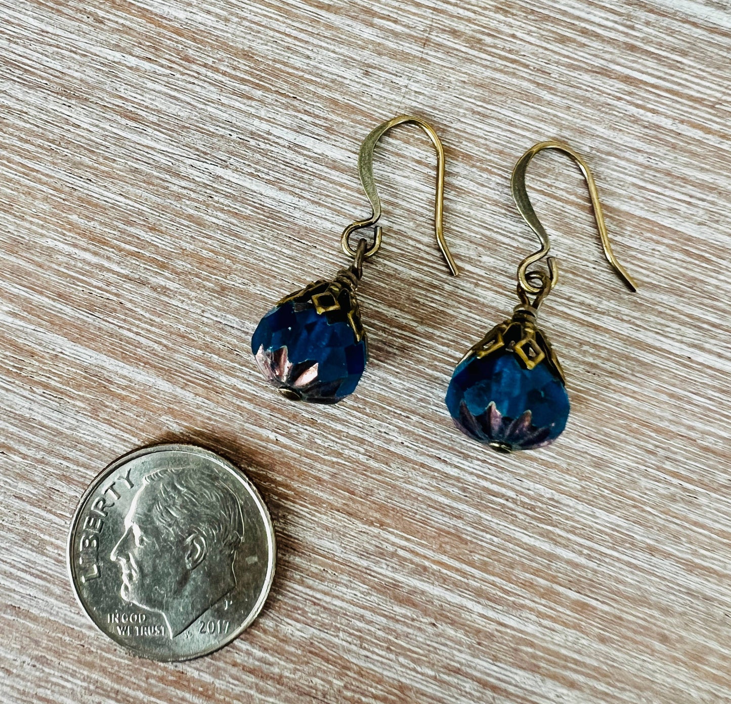 Earthen Beauty Drop Crystal Earrings in Indigo Blue