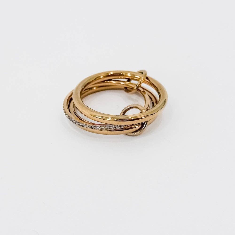 Layered In Diamonds Ring - WATERPROOF: Gold/Silver / Size 7