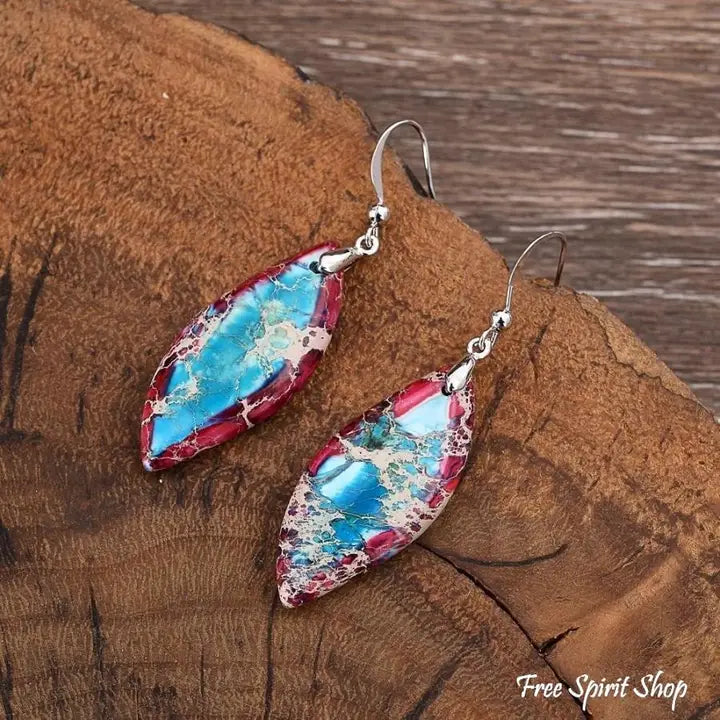 Imperial Jasper Earrings Red&Blue