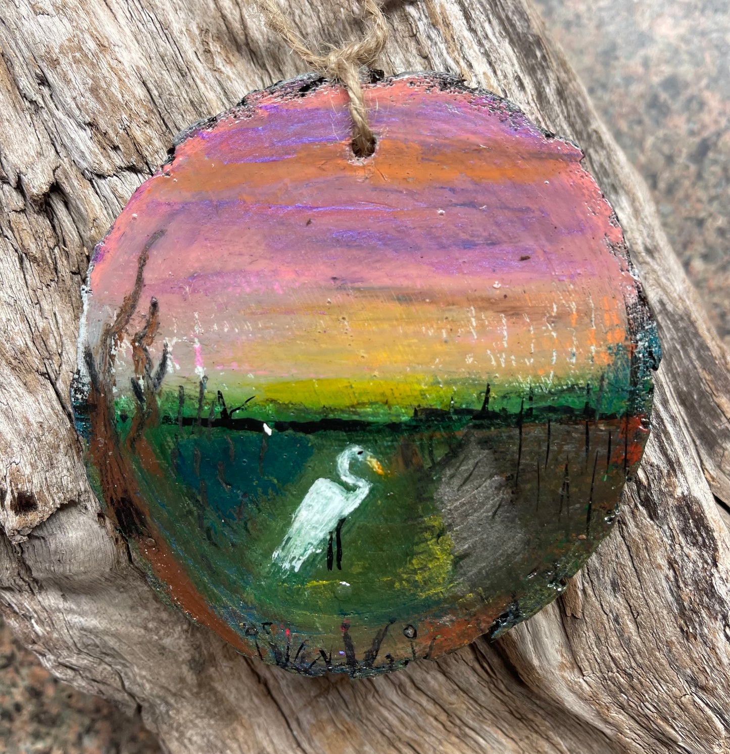 Pink Skies Painted Ornament