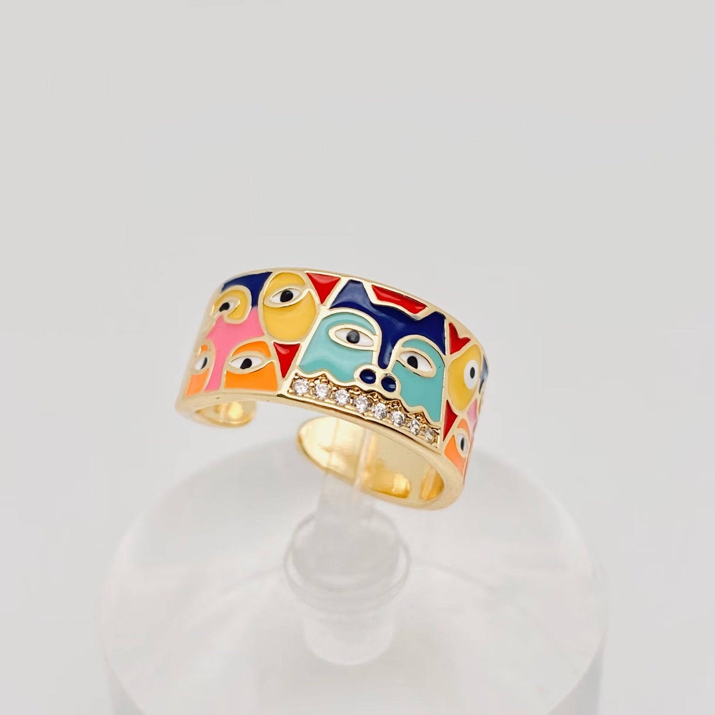 Multi-style Enamel Gold-plated Ring |Flowers|Butterfly|Eyes: D