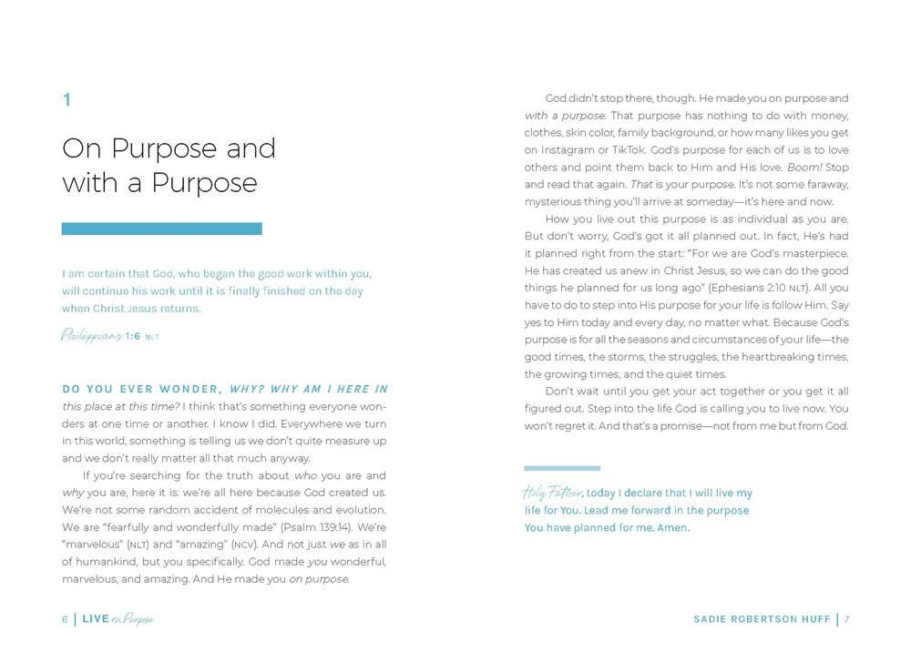Live on Purpose : 100 Devotions for Letting Go of Fear and F