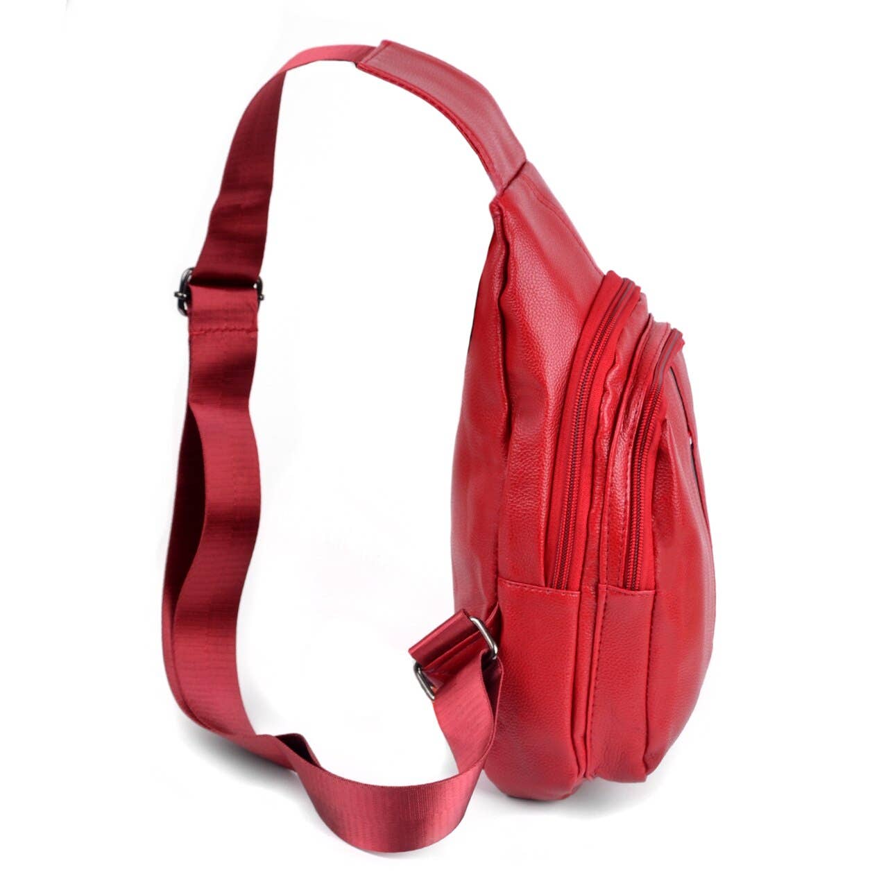 Red Crossbody Leather Sling Bag Backpack - FBG1824-RD