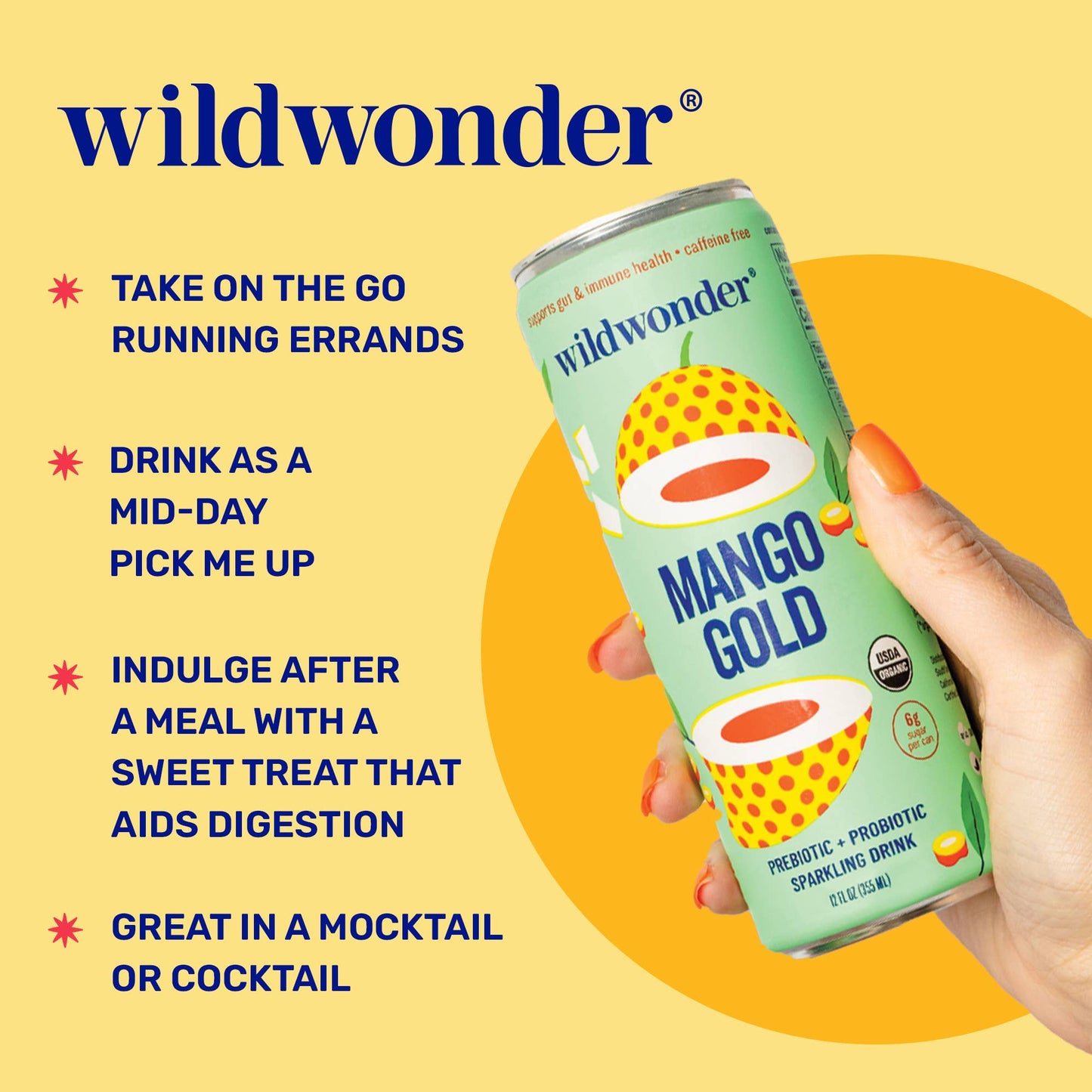 Mango Gold Sparkling Prebiotic + Probiotic Drink