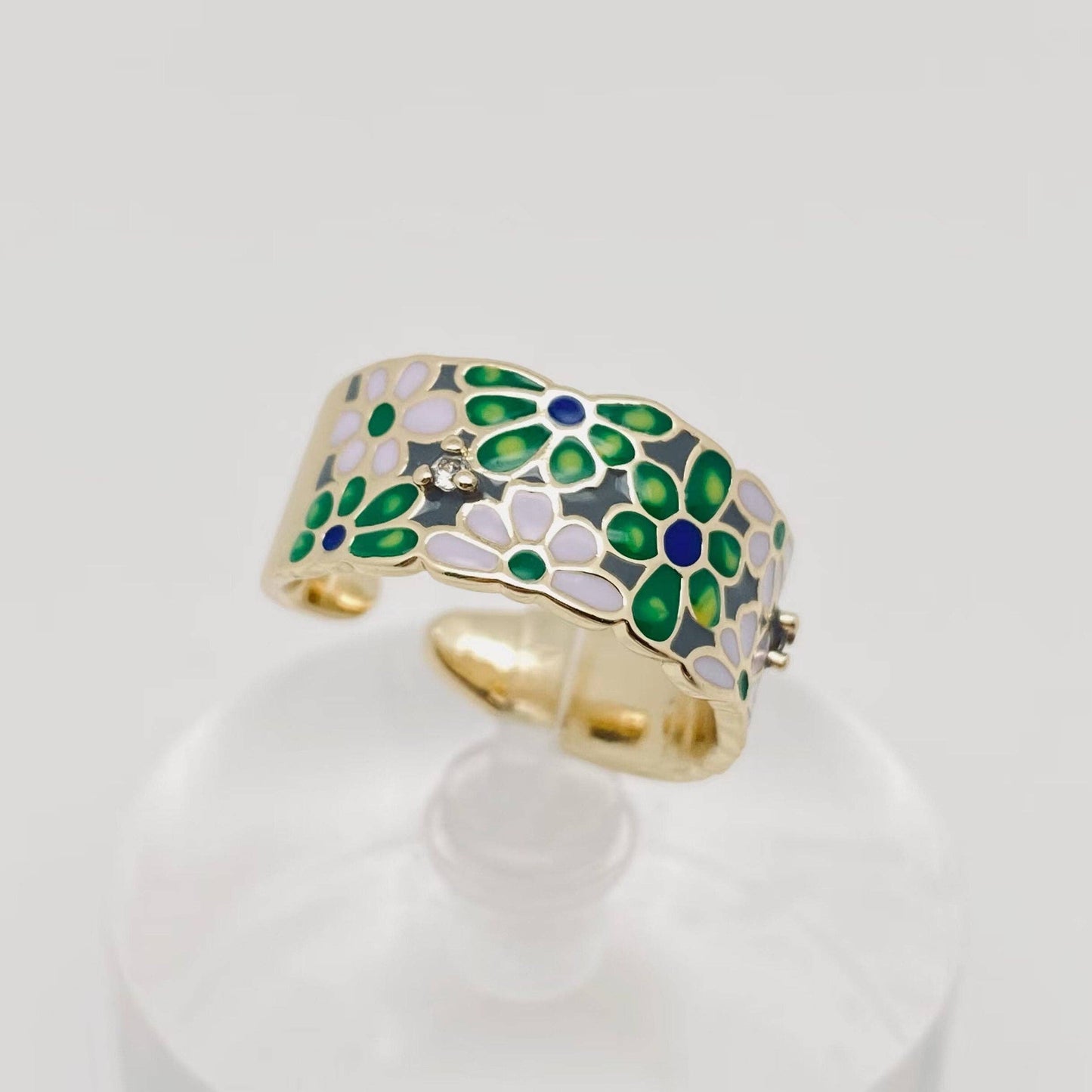 Multi-style Enamel Gold-plated Ring |Flowers|Butterfly|Eyes: D