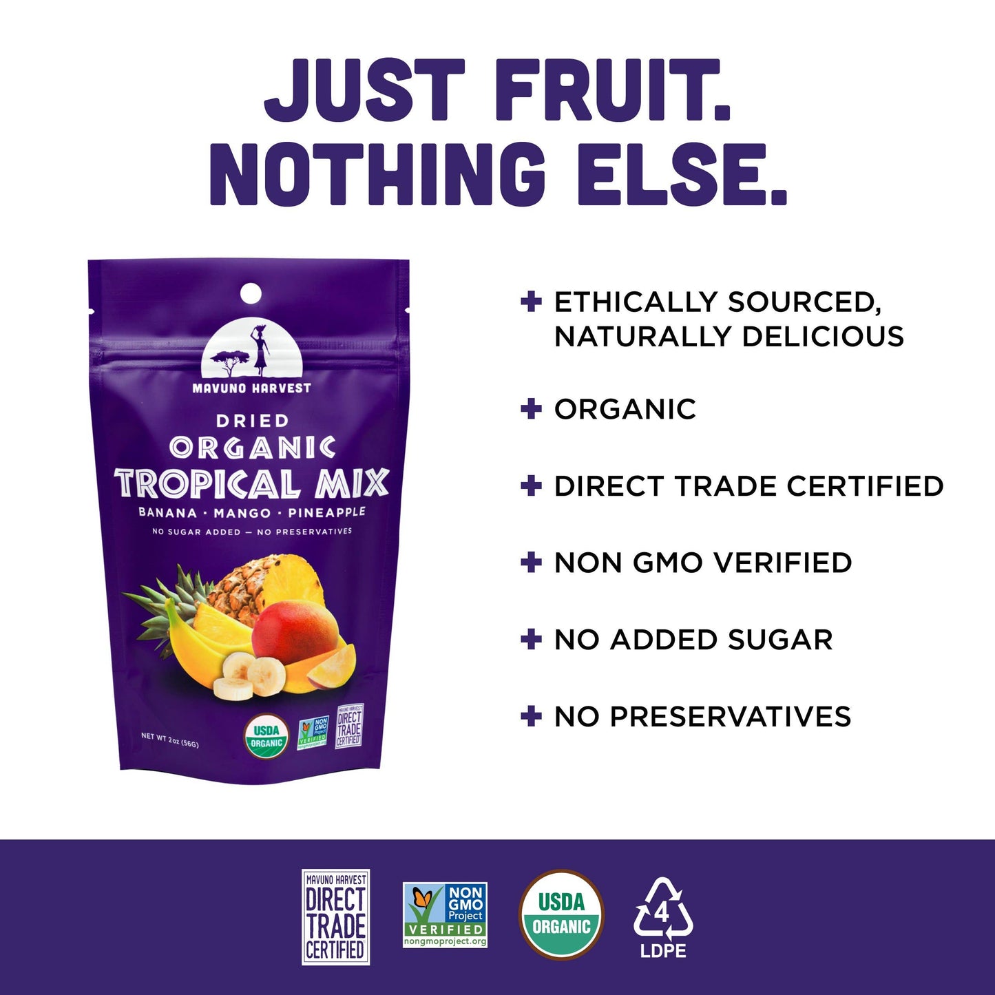 Mavuno Tropical Mix Organic Dried Fruit 2oz