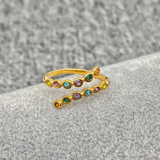 FGS - Cubic Zirconia 18K Gold Plated Octopus Tentacles Ring: Colored