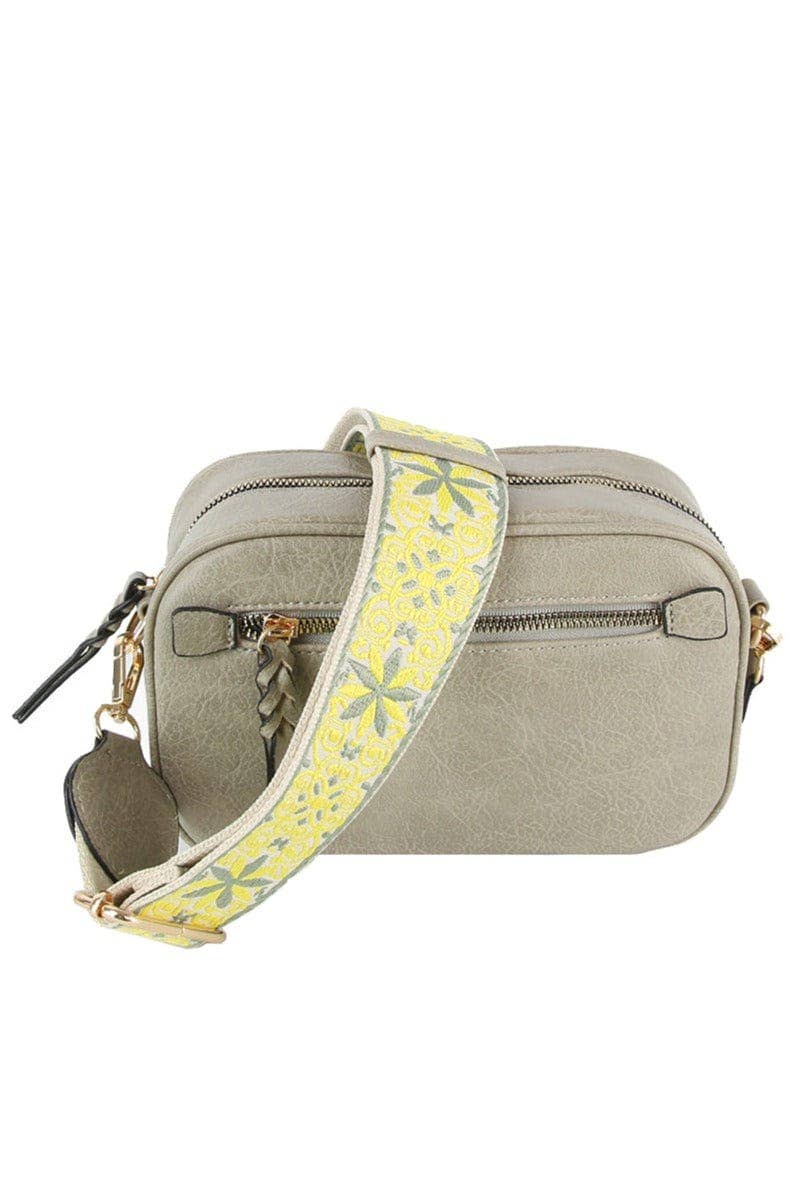 Boho Guitar Strap Women's Crossbody Bag: Brown