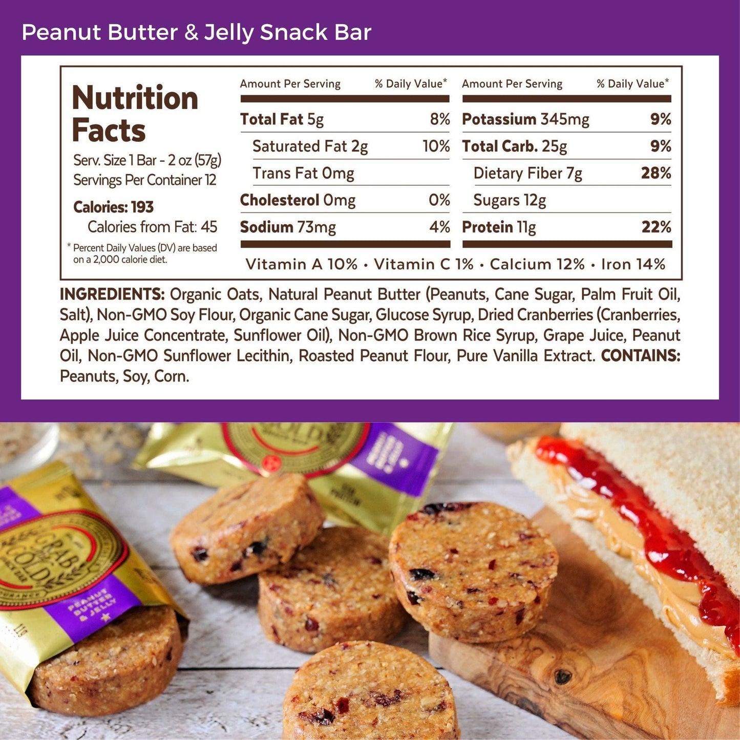 Individual Snack Bar - Peanut Butter & Jelly Grab The Gold