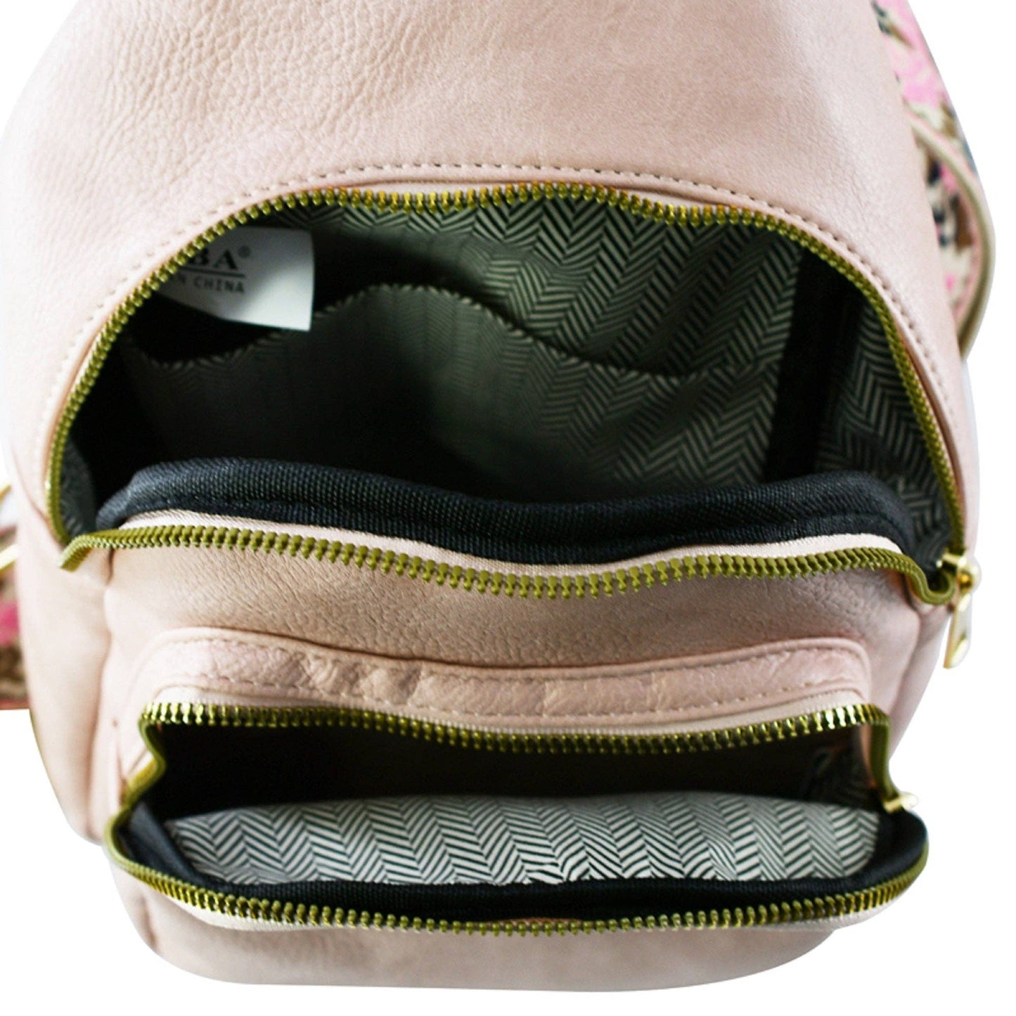 Zara Zipper Crossbody Bag with Boho Strap: Tan