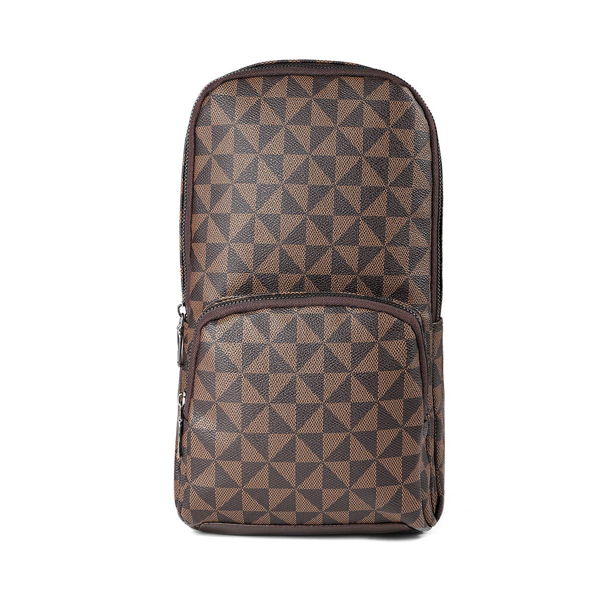 Brown Monogram Patterned PU Sling bag