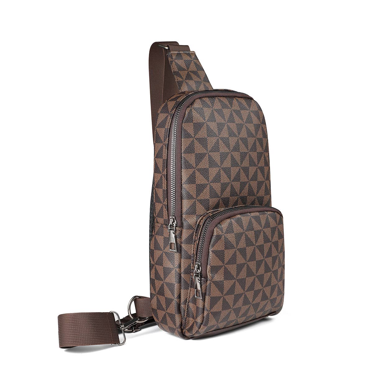 Brown Monogram Patterned PU Sling bag
