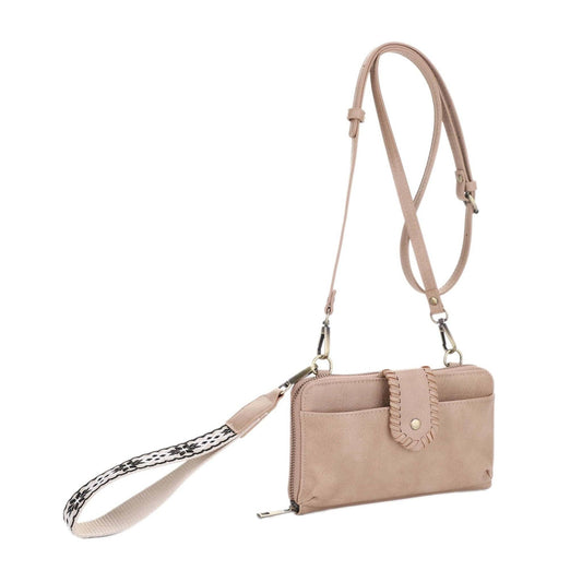 SV32087WW Jolie Crossbody Wallet With Boho Wrist Strap: Taupe