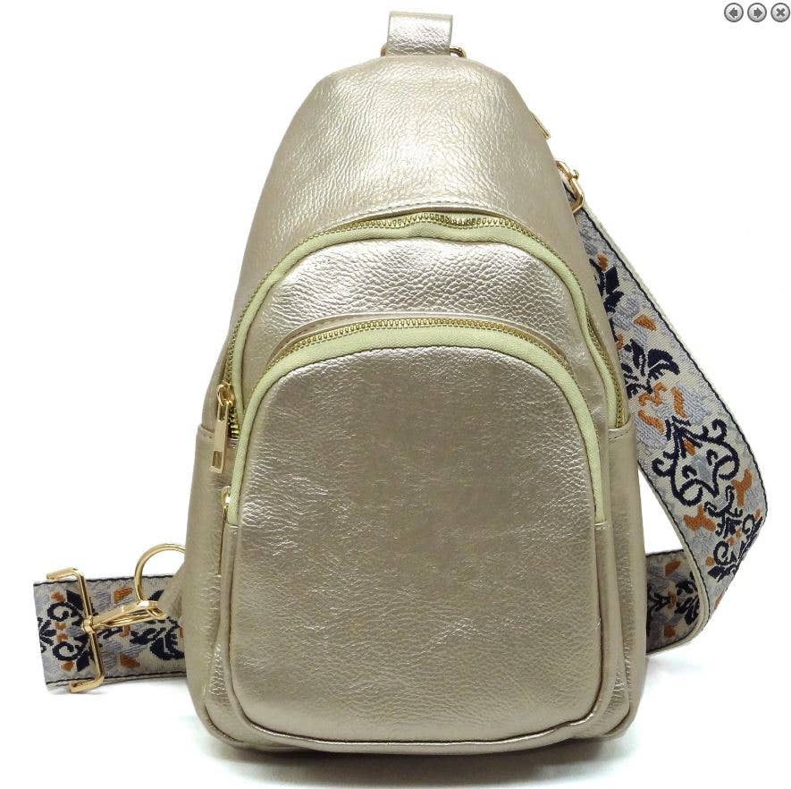 Zara Zipper Crossbody Bag with Boho Strap: Tan