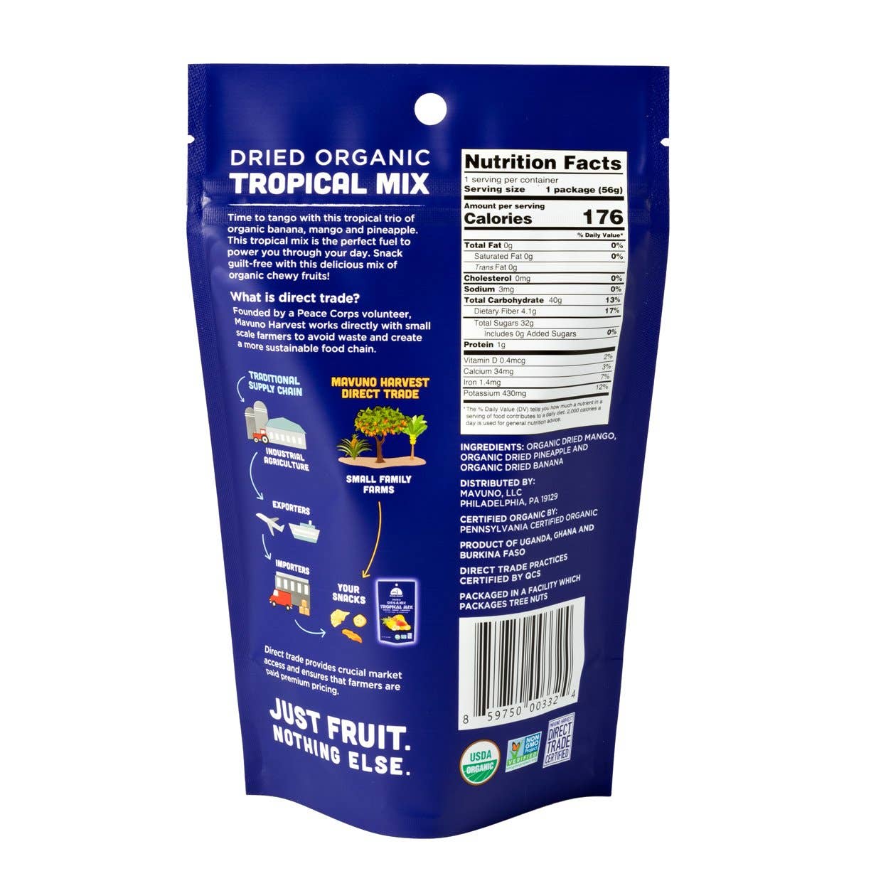 Mavuno Tropical Mix Organic Dried Fruit 2oz