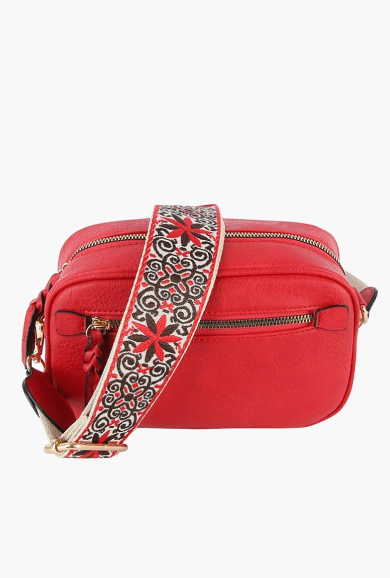 Boho Guitar Strap Women's Crossbody Bag: Denim