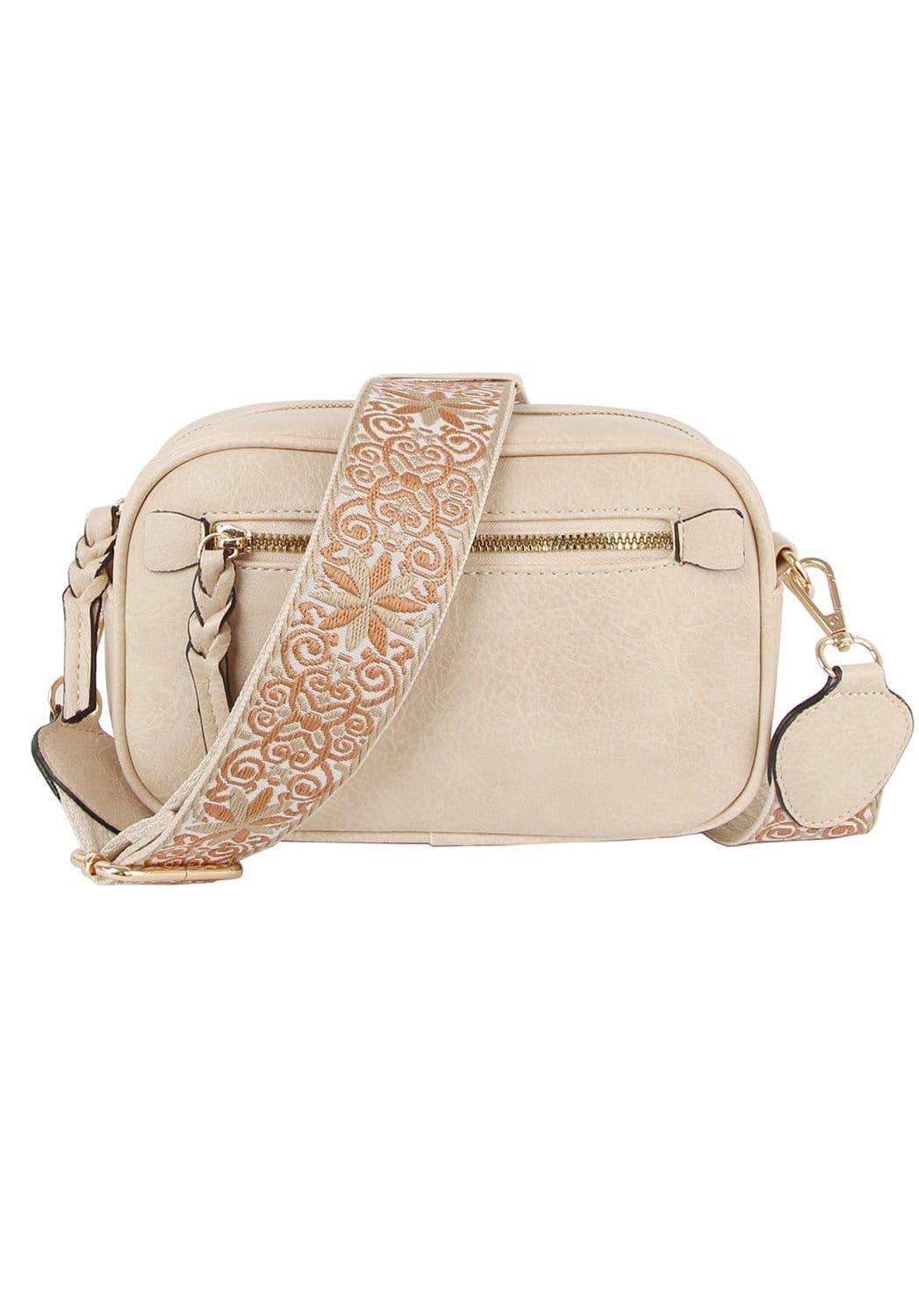 Boho Guitar Strap Women's Crossbody Bag: Brown