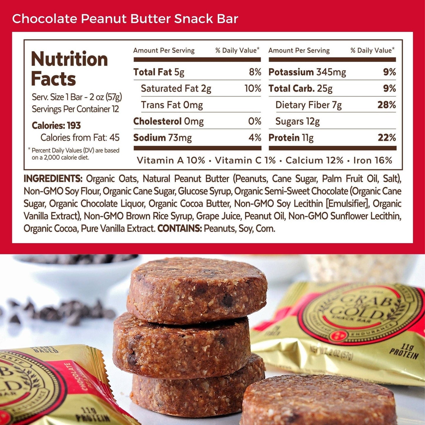 Individual Bar - Chocolate Peanut Butter  Grab the Gold