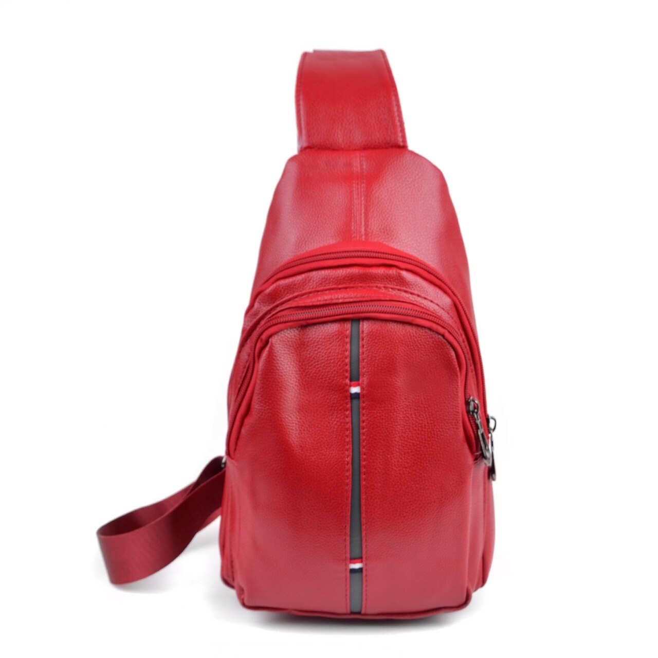 Red Crossbody Leather Sling Bag Backpack - FBG1824-RD