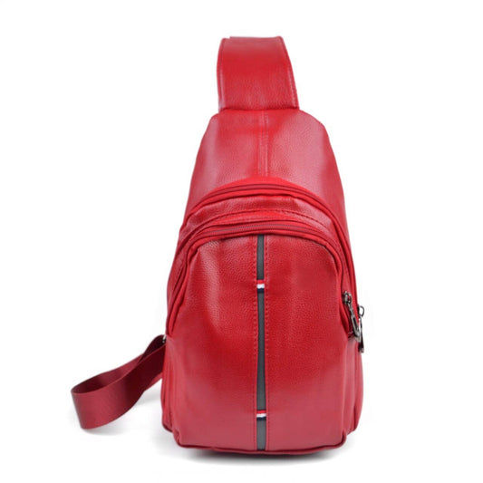 Red Crossbody Leather Sling Bag Backpack - FBG1824-RD