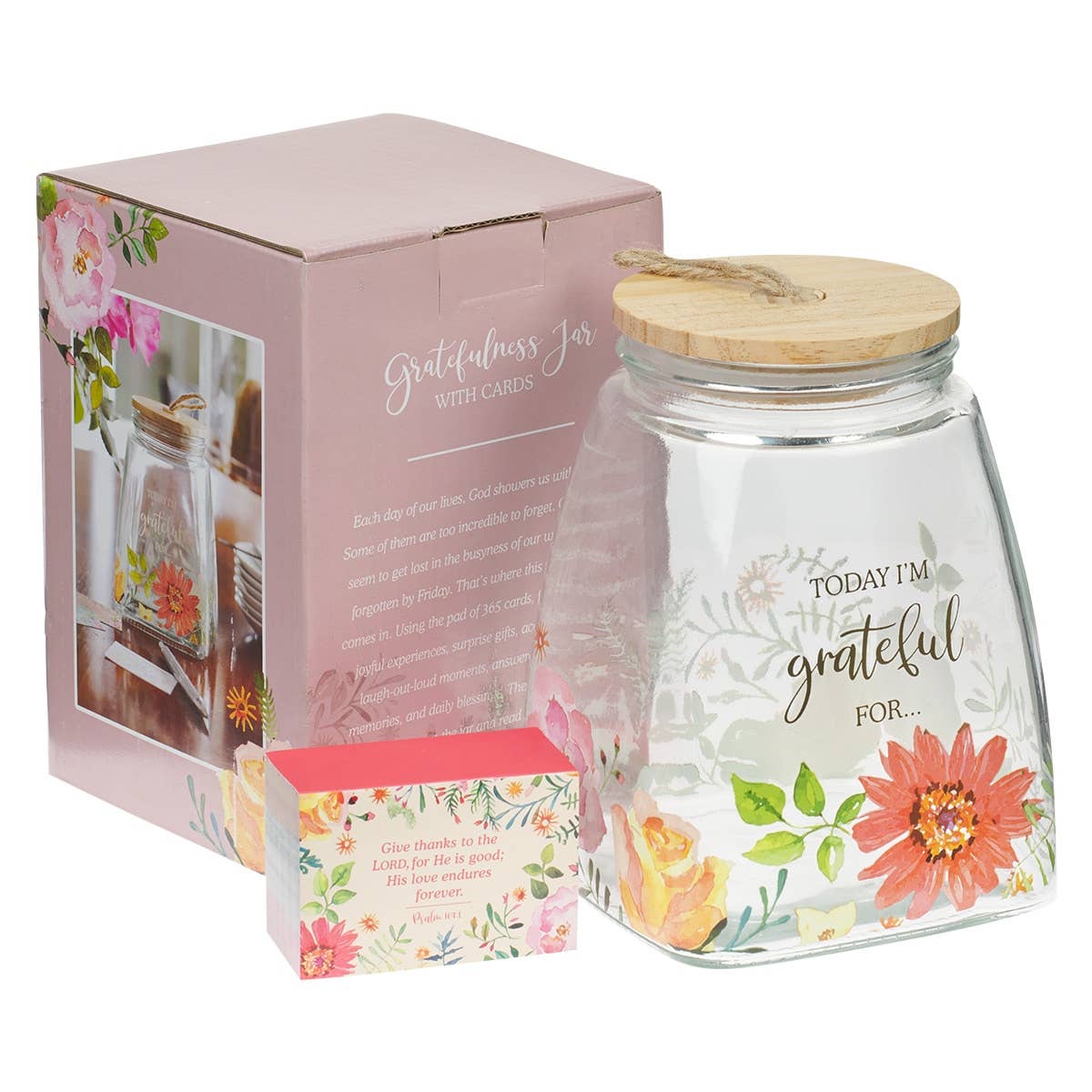Gratitude Jar w/ Cards Glass Today I'm Grateful For