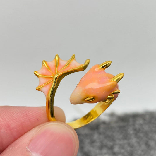 Blue And Pink Star Dragon Adjustable Ring: Light pink / Adjustable opening