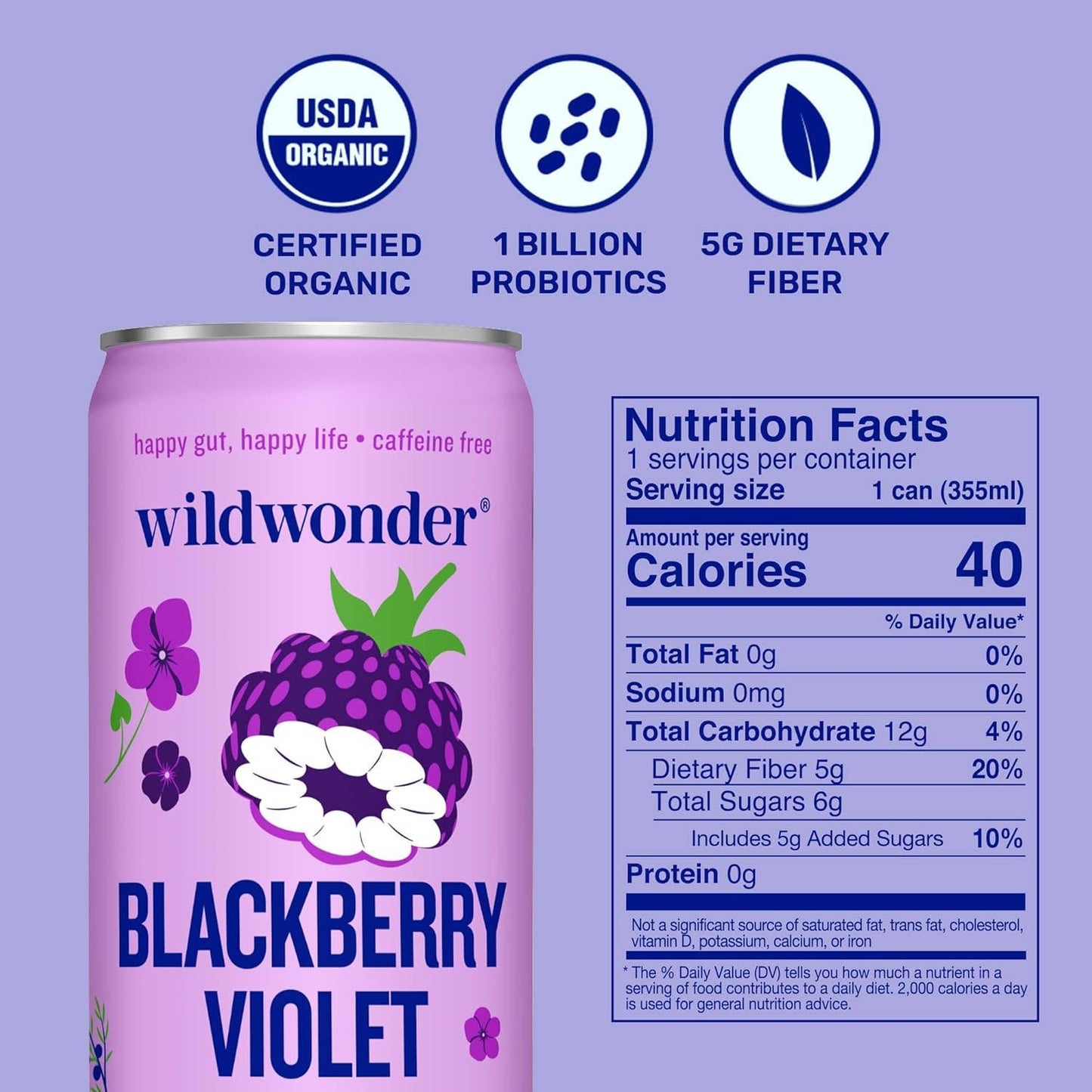 Blackberry Violet Sparkling Prebiotic + Probiotic Drink