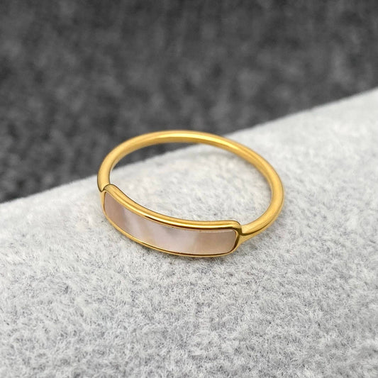 Curved Shell 18K Gold Plated Stainless Steel Fine Ring - FGS: 8