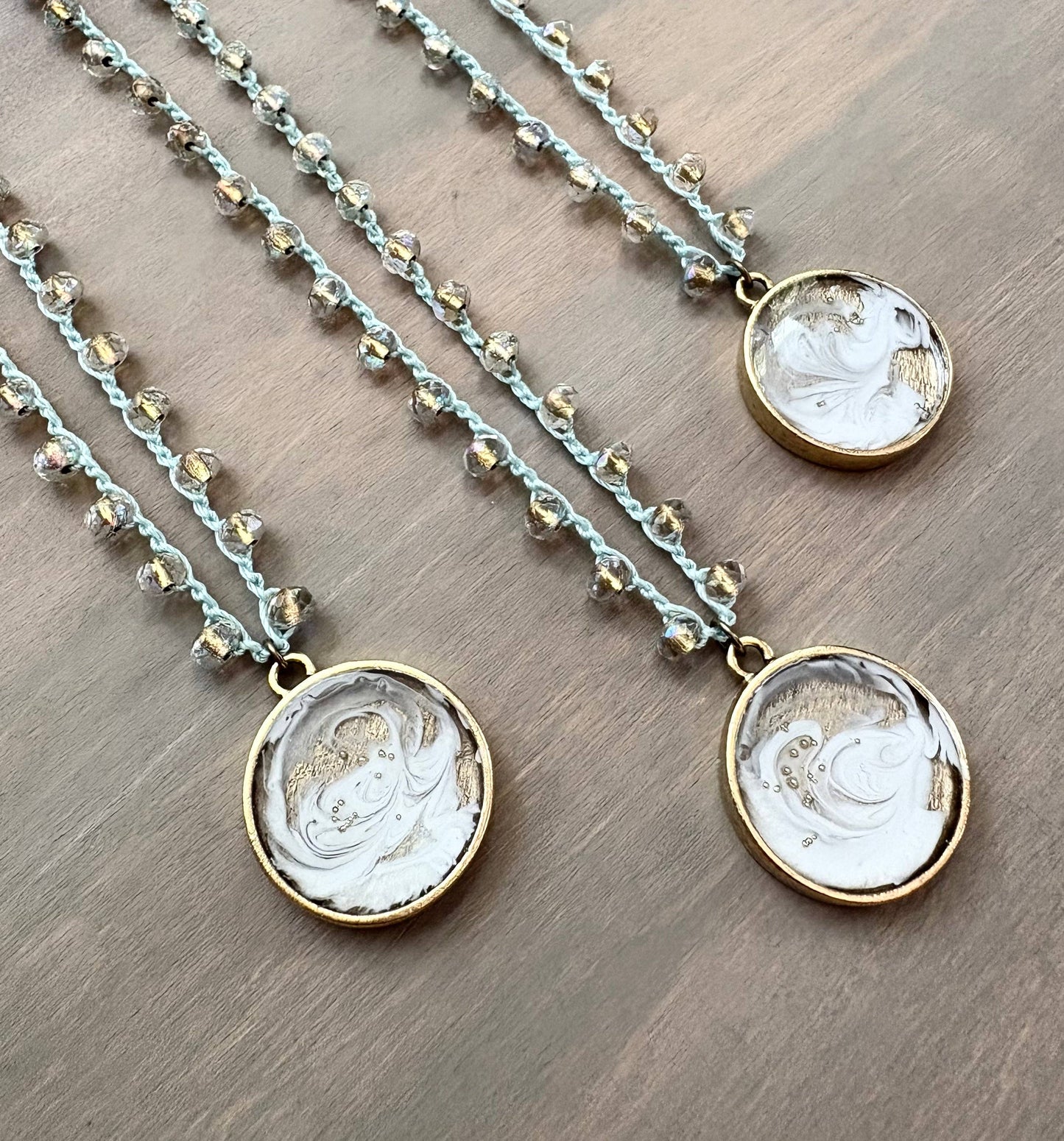 Wispy Golden Cloud Portal Necklace With Faceted Crystal Strand