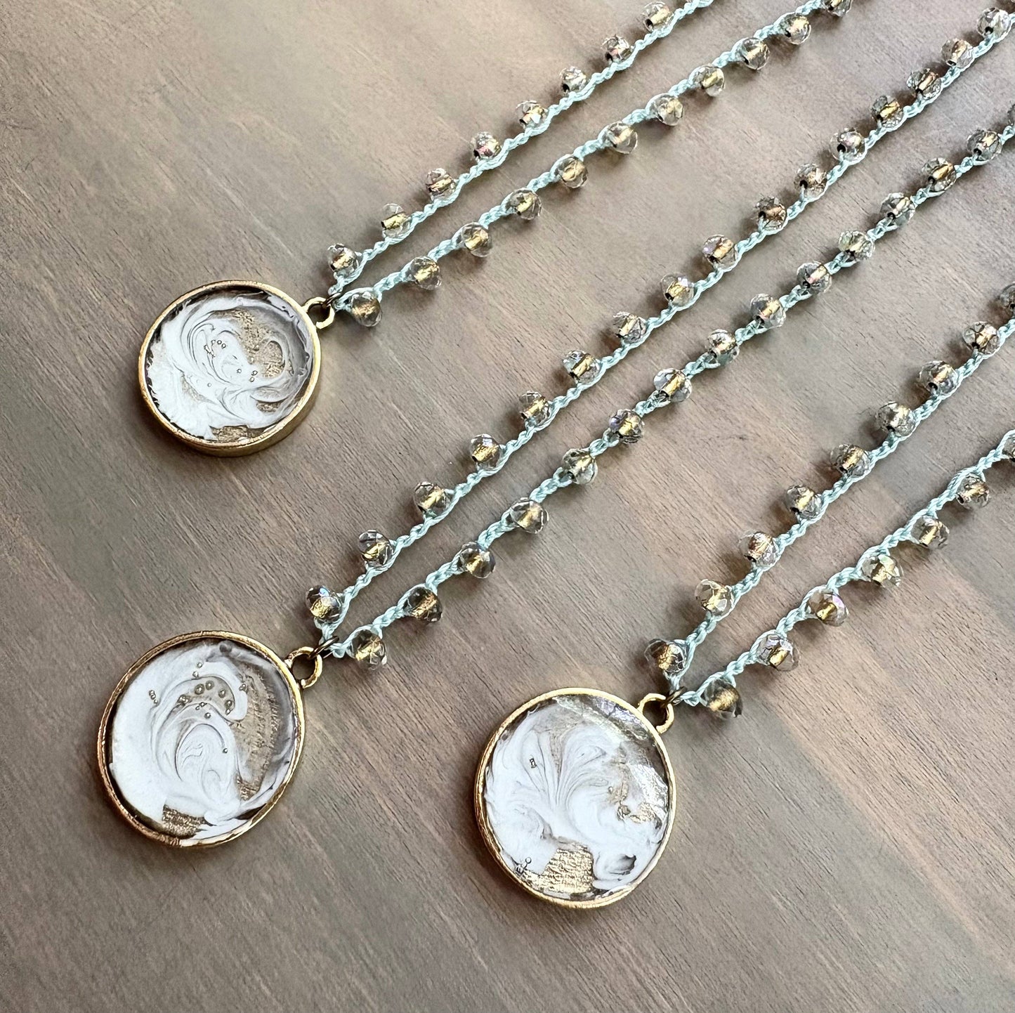 Wispy Golden Cloud Portal Necklace With Faceted Crystal Strand