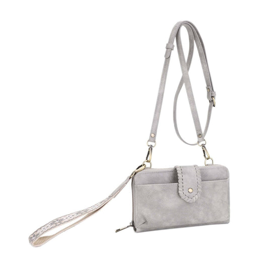 SV32087WW Jolie Crossbody Wallet With Boho Wrist Strap: Gray