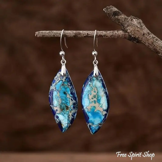 Imperial Jasper Earrings Blue