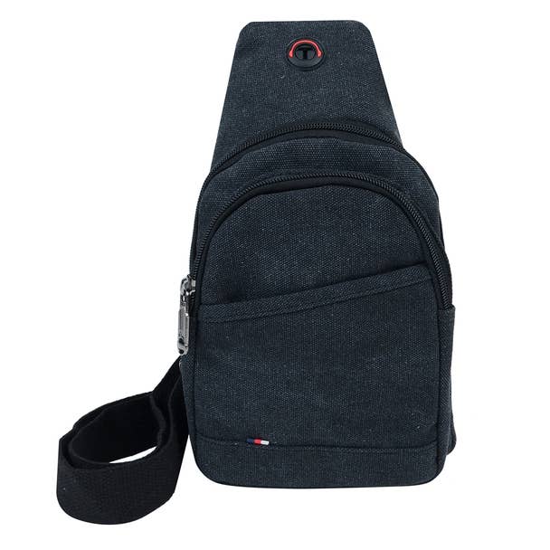 Navy Canvas Crossbody Sling Bag with Adjustable Strap