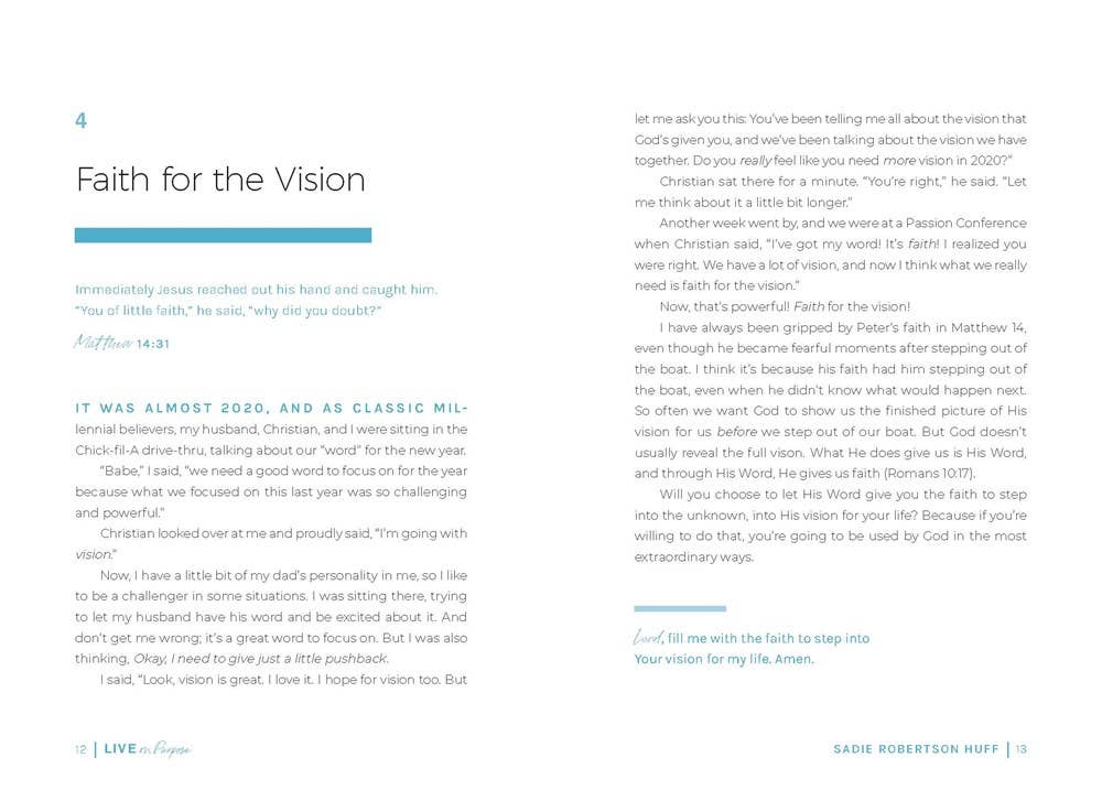 Live on Purpose : 100 Devotions for Letting Go of Fear and F