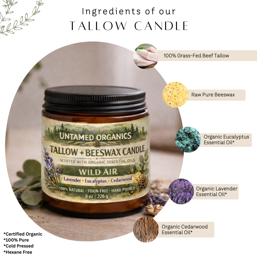 Tallow Beeswax Candle, Lavender & Cedar – 8 oz