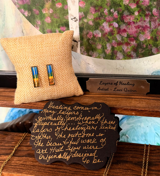 Layers Of Healing Earrings - Antique Gold Rectangle Post