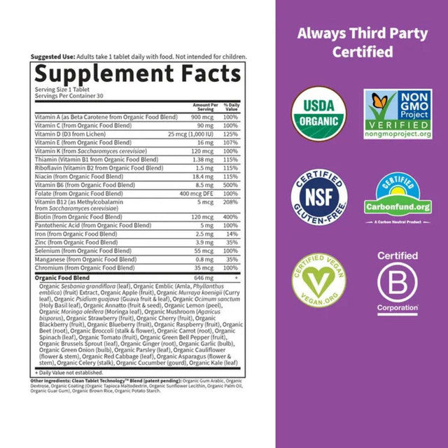 Women's Once Daily ORGANICS 60 vegan tab