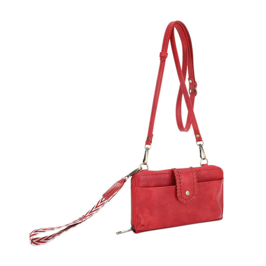 SV32087WW Jolie Crossbody Wallet With Boho Wrist Strap: Red