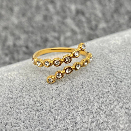 FGS - Cubic Zirconia 18K Gold Plated Octopus Tentacles Ring: White