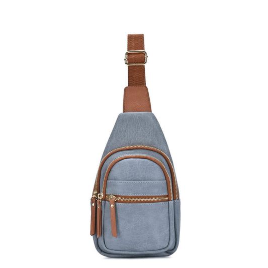 BGT5703 Tasha Multi Zip Compartment Sling Bag: Blue