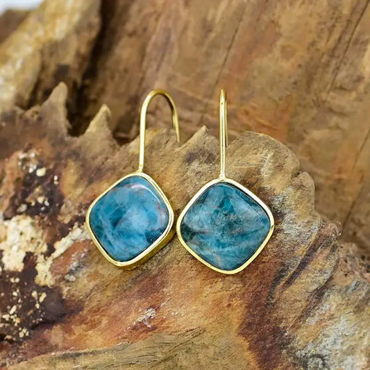 Natural Apatite Stone Losange Earrings