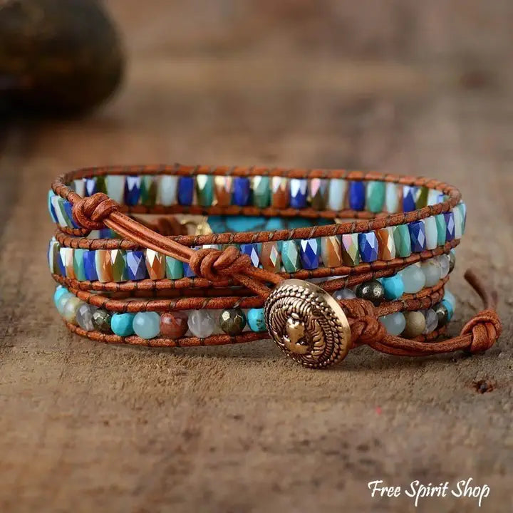 Natural Turquoise&Jasper Wrap Bracelet