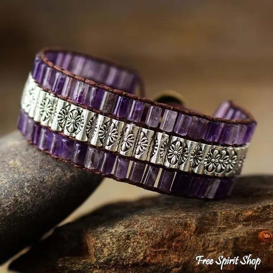 Tibetan Amethyst Wrap Bracelet