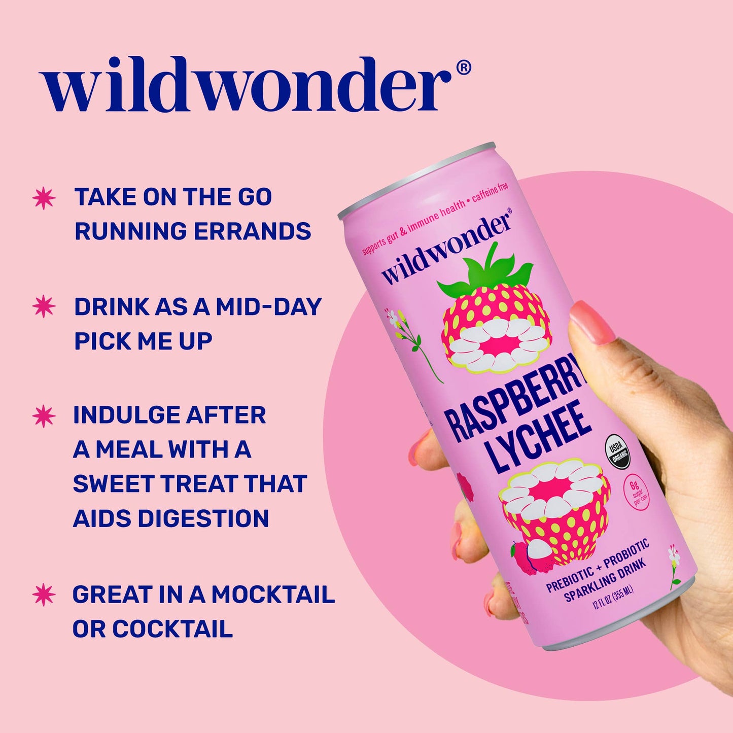 Raspberry Lychee Sparkling Prebiotic + Probiotic Drink